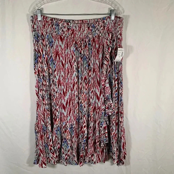 Dressbarn Westport Skirt Women’s 1X Ruffle Smoked Waist Pull On MIDI NWT - Picture 1 of 11